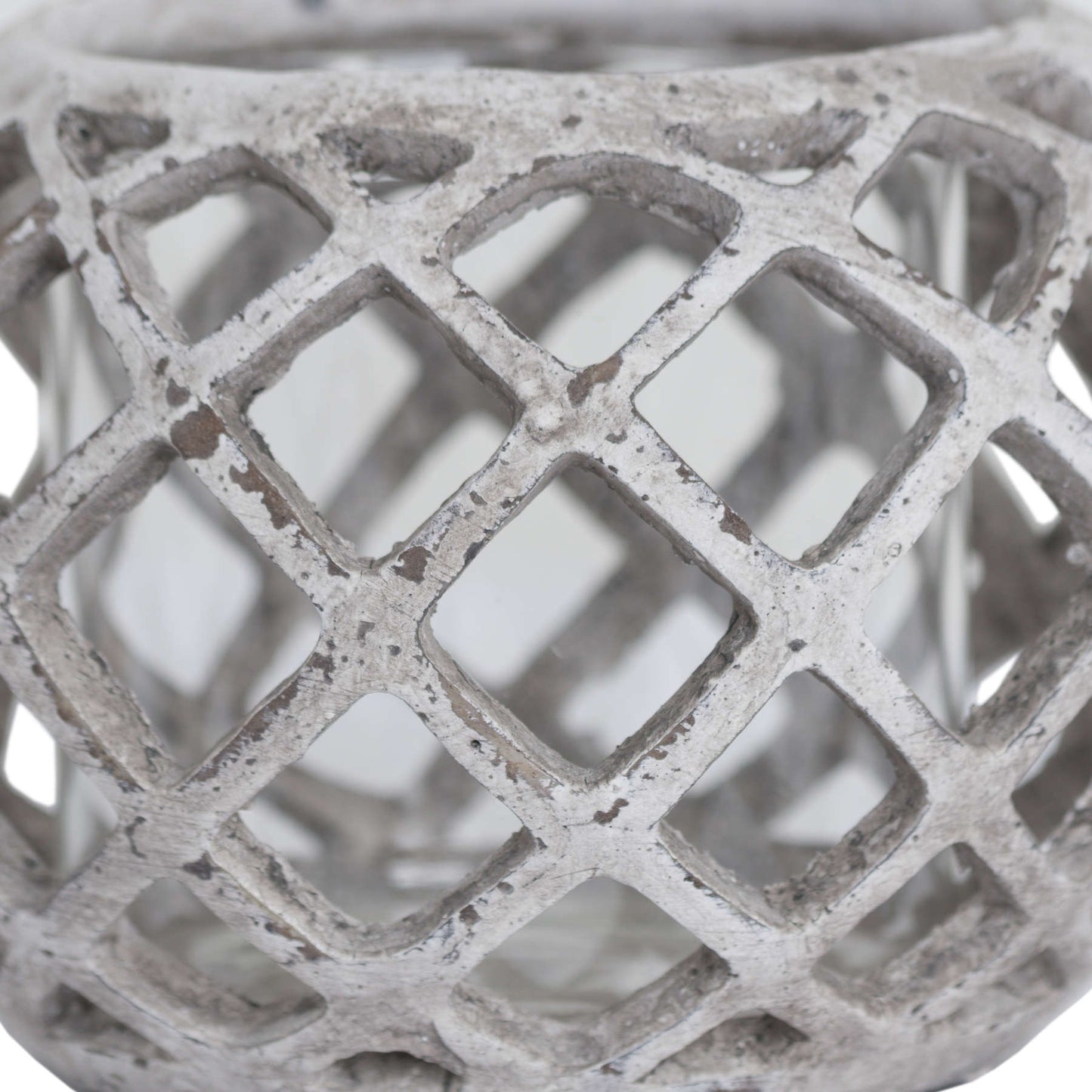 Round Ceramic Lattice Hurricane Lantern (20cm)