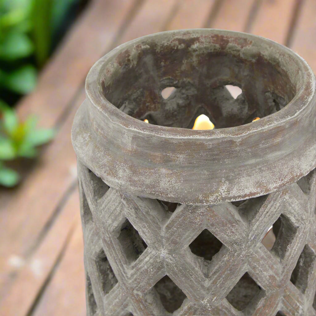Siena Brown Lattice Lantern (17cm)