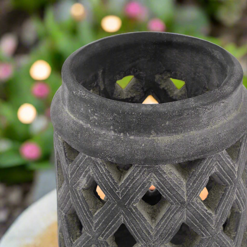 Amalfi Grey Lattice Lantern (17cm)