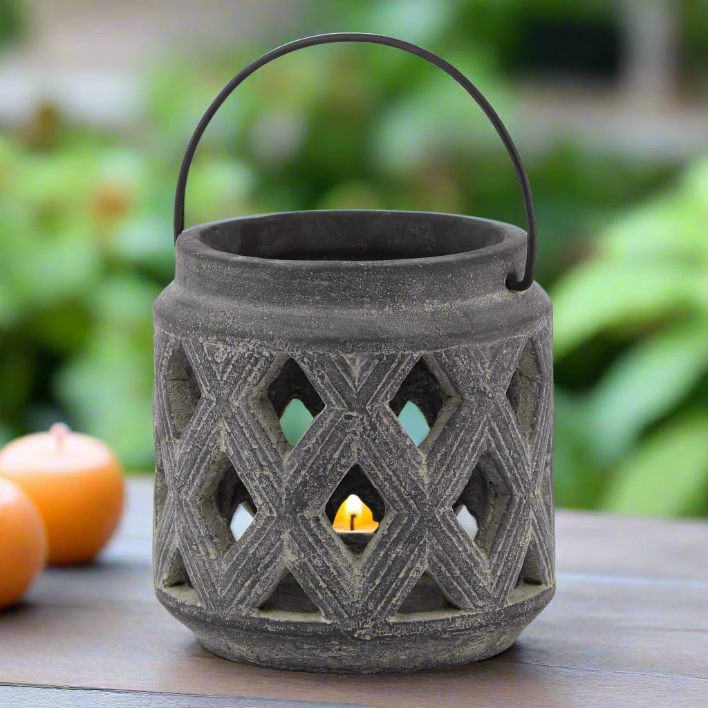 Amalfi Grey Lattice Lantern (15cm)