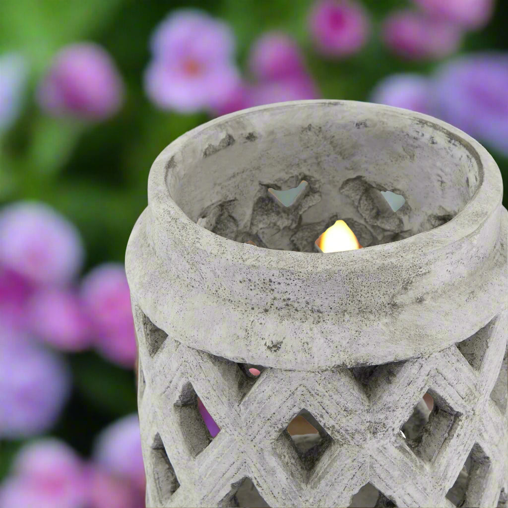 Athena Stone Lattice Lantern (17cm)
