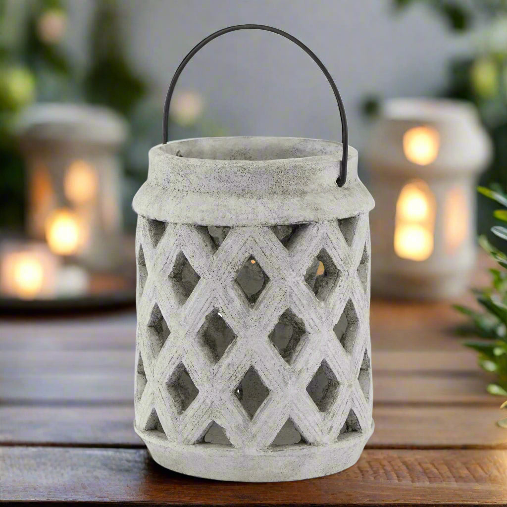 Athena Stone Lattice Lantern (17cm)