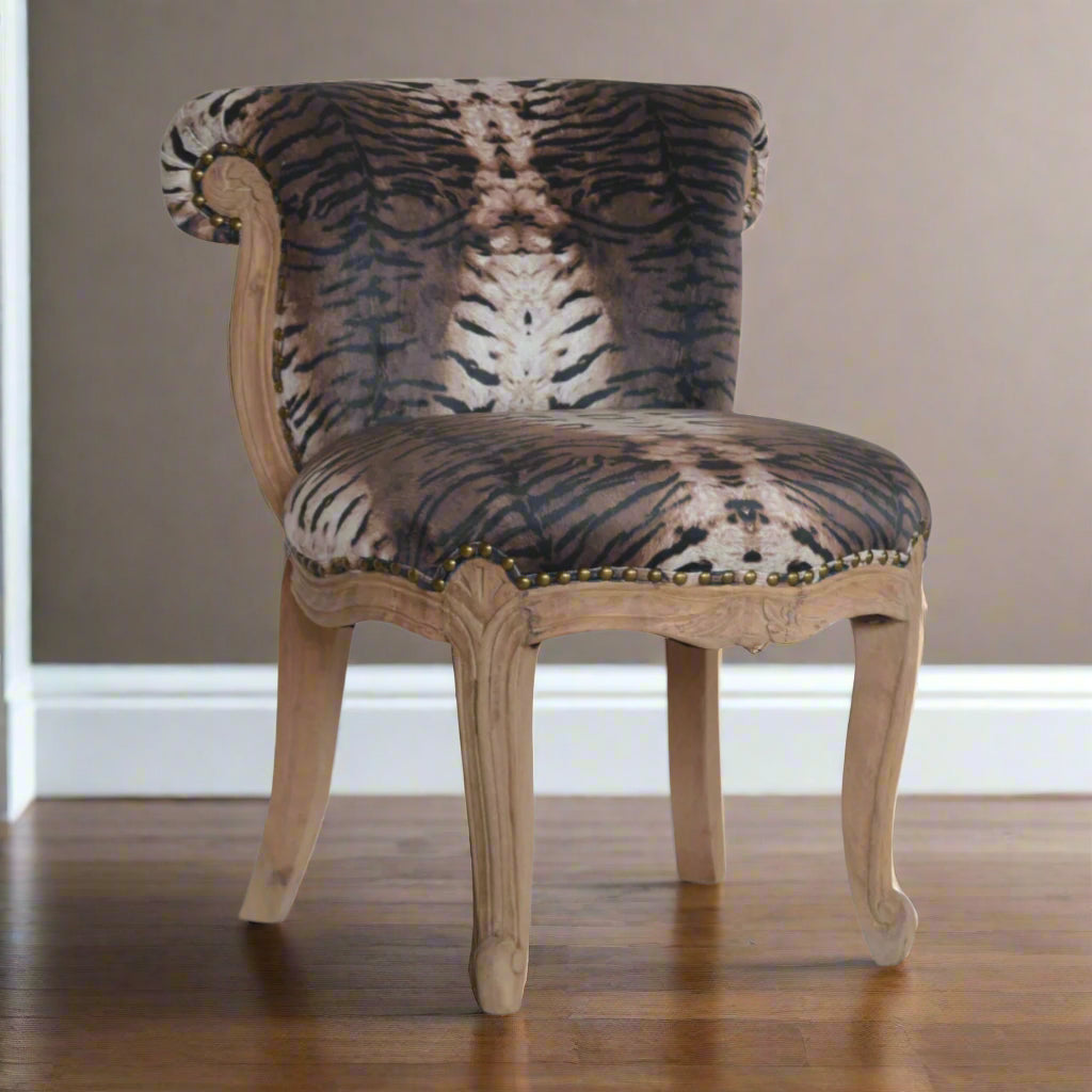 Tiger Printed Studded Chair