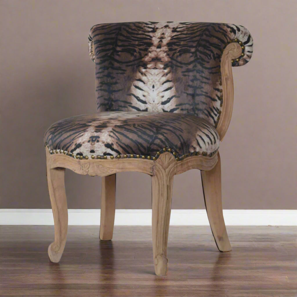 Tiger Printed Studded Chair