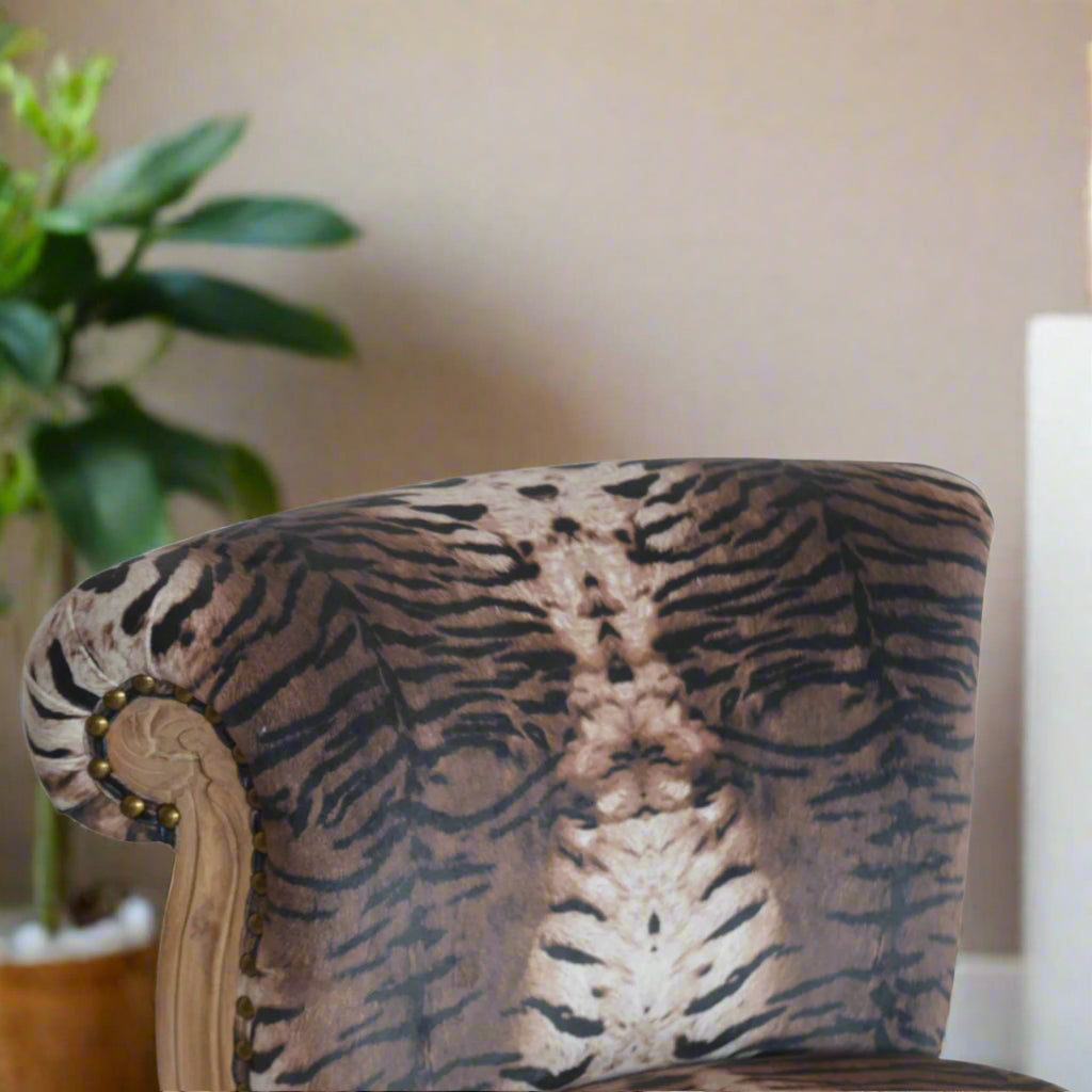 Tiger Printed Studded Chair