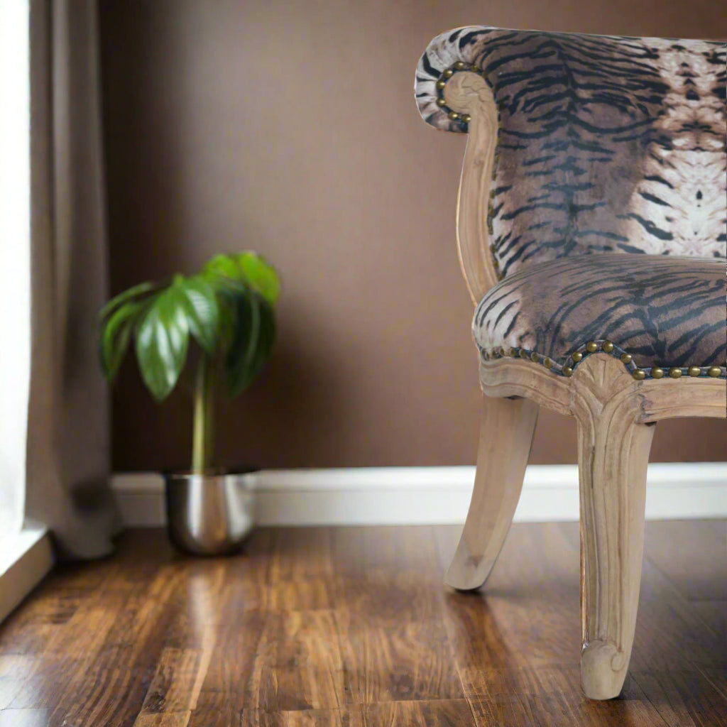 Tiger Printed Studded Chair