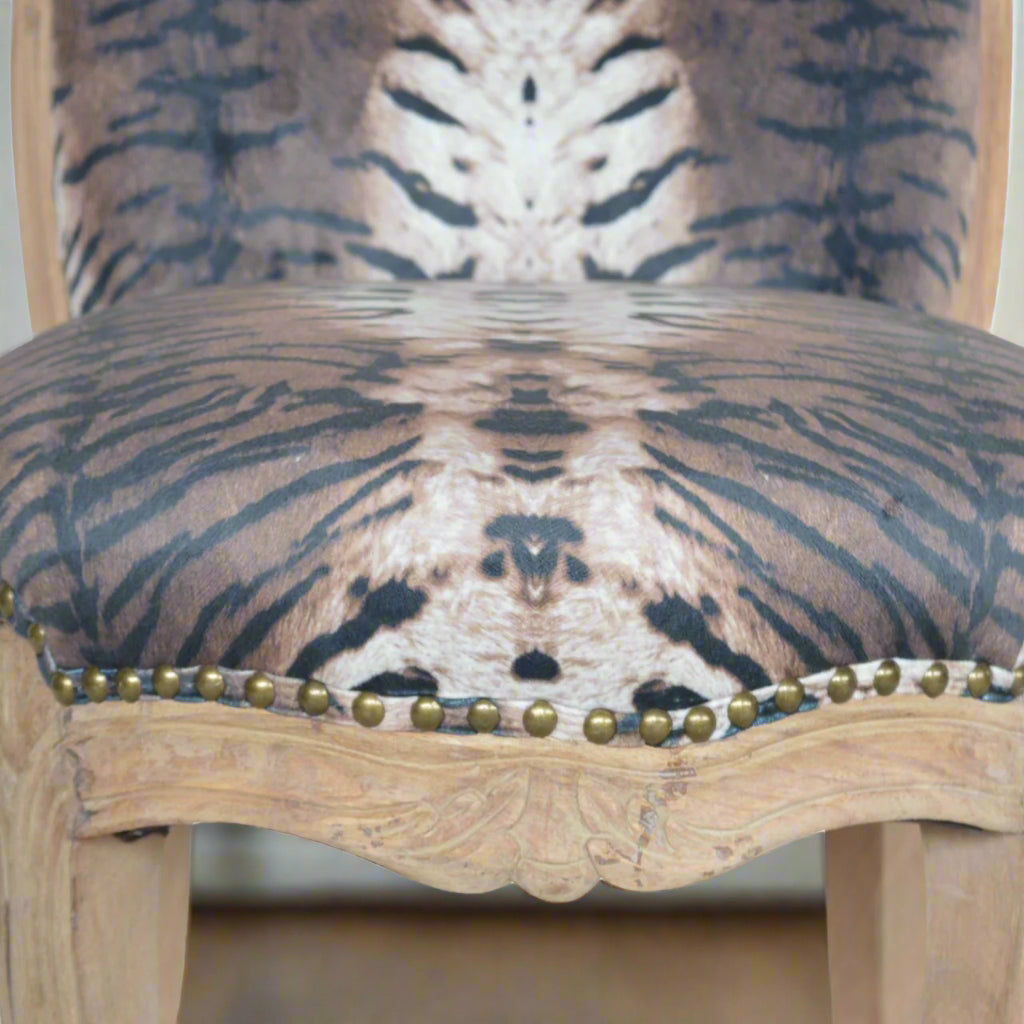 Tiger Printed Studded Chair