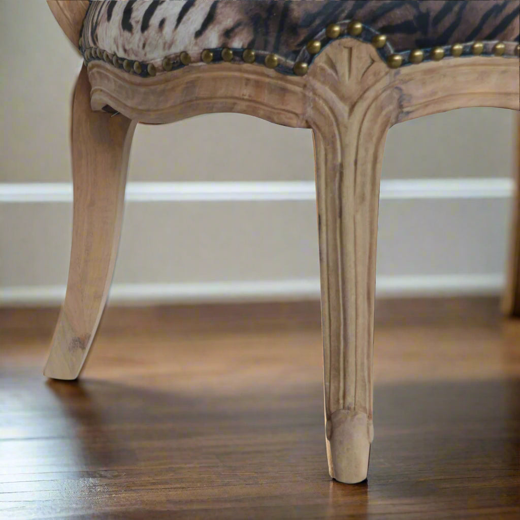 Tiger Printed Studded Chair