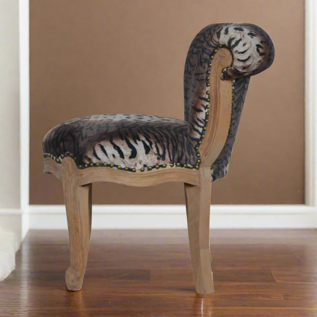 Tiger Printed Studded Chair