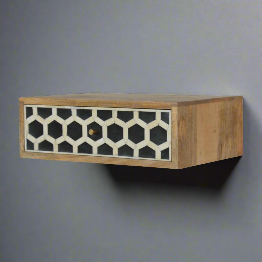 Honeycomb Wall Mounted Bone Inlay Drawer
