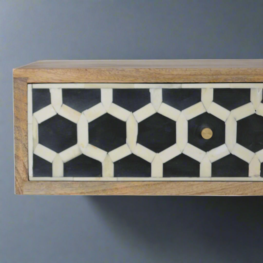 Honeycomb Wall Mounted Bone Inlay Drawer