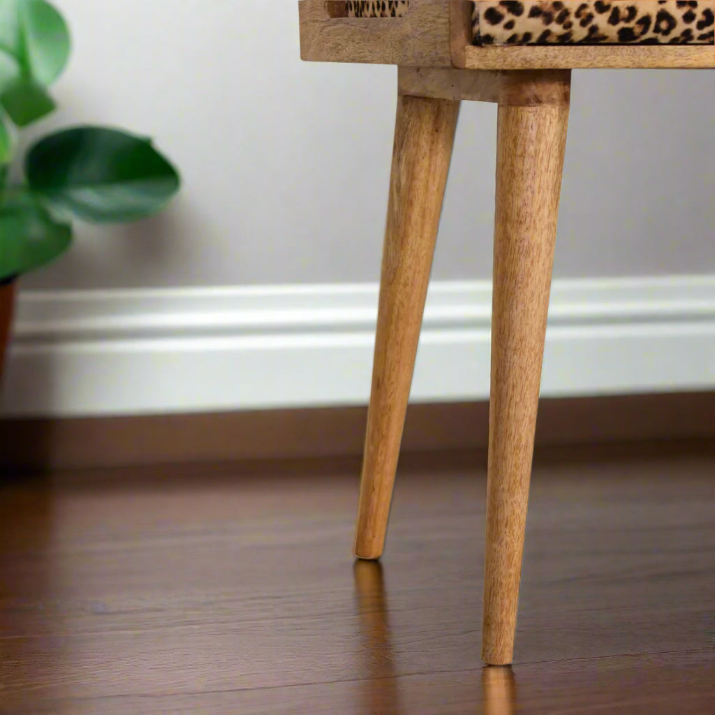 Leopard Velvet Tray Style Footstool
