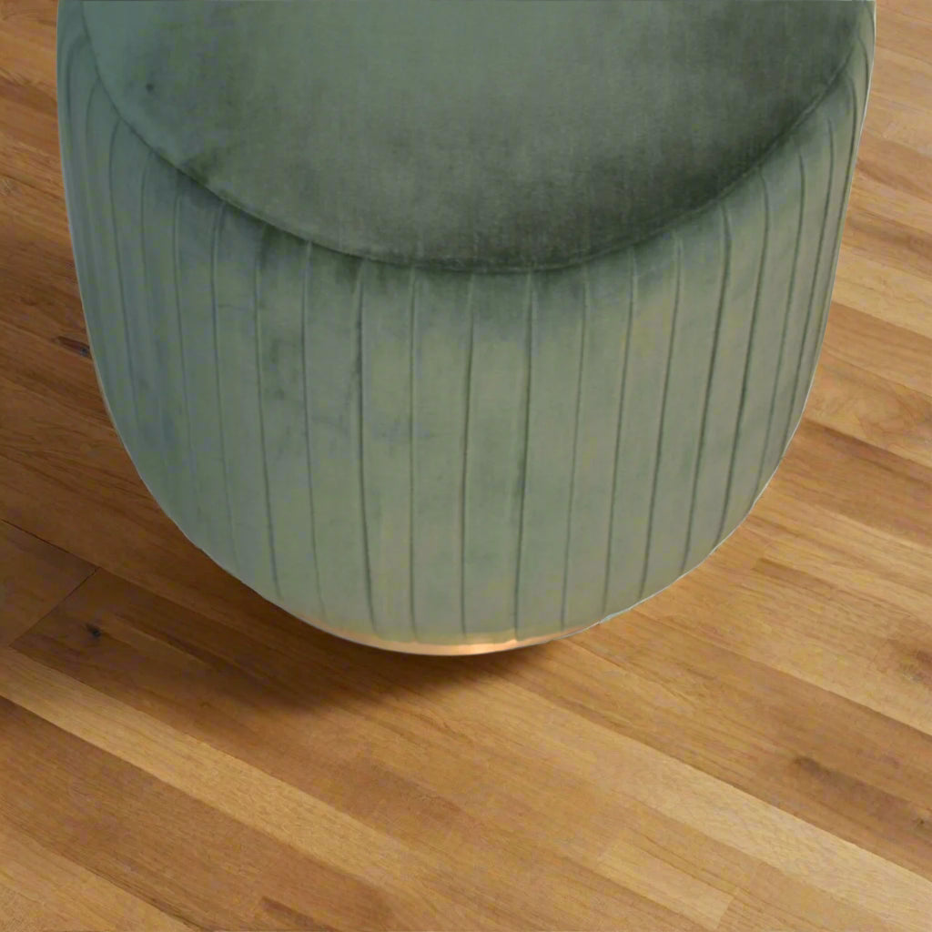 Emerald Velvet Pleated Footstool