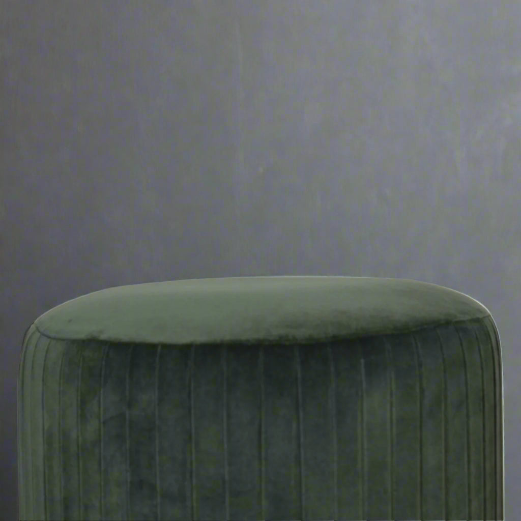 Emerald Velvet Pleated Footstool