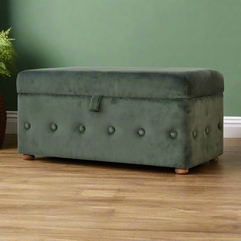 Emerald Velvet Ottoman