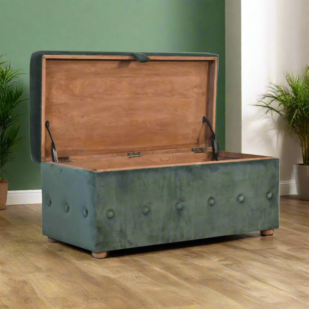 Emerald Velvet Ottoman