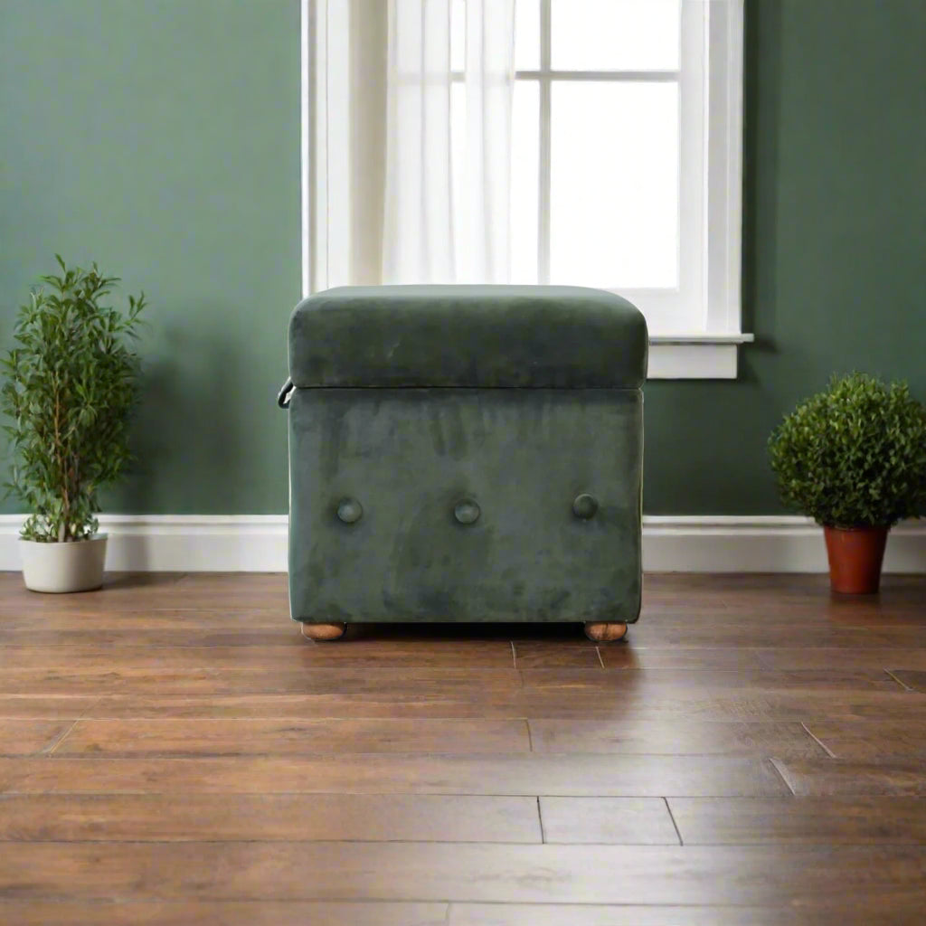 Emerald Velvet Ottoman