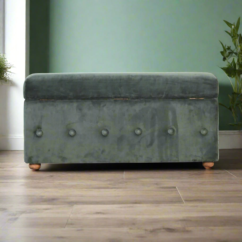 Emerald Velvet Ottoman