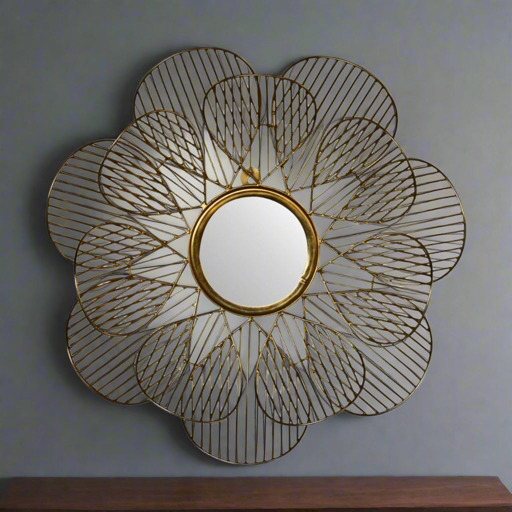 Gold Wired Flower Mirror