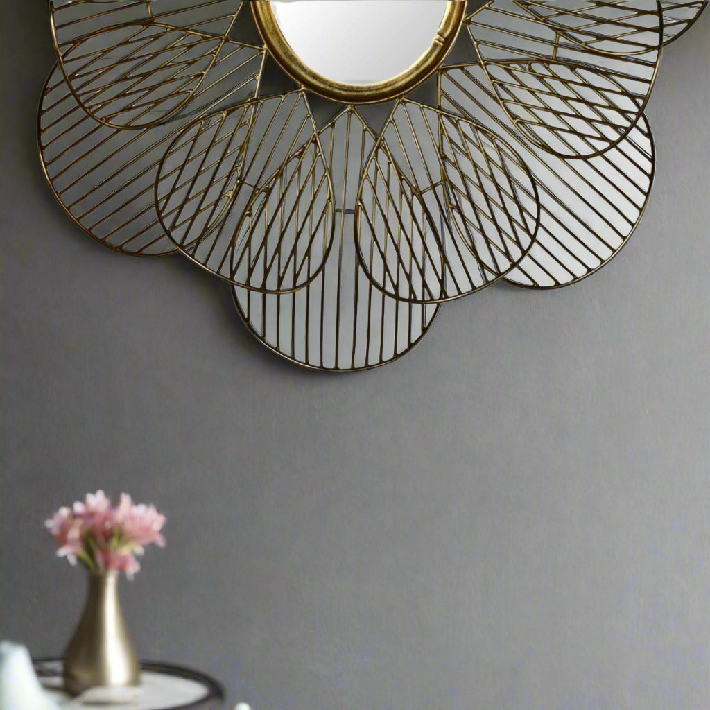 Gold Wired Flower Mirror