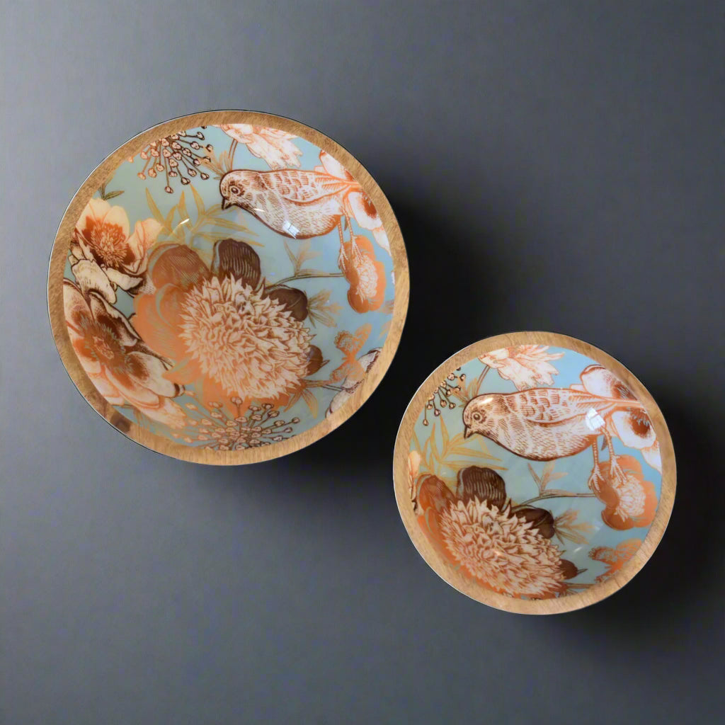 Floral Bird Bowl Set of 2