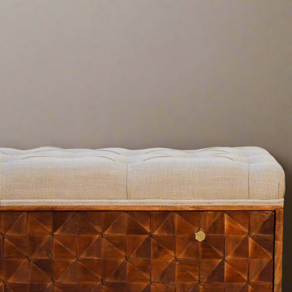 'U' Chestnut Storage Pineapple Bench