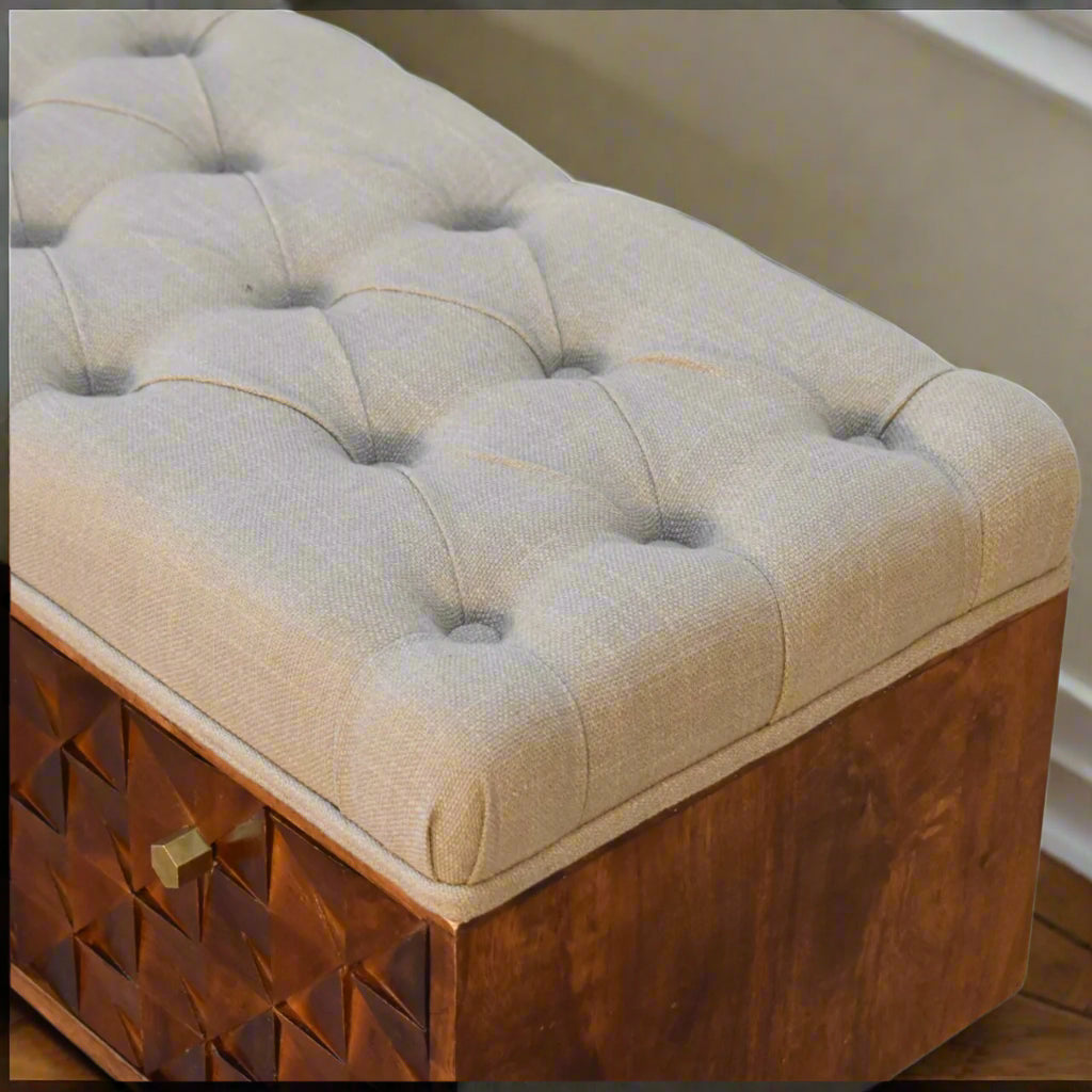 'U' Chestnut Storage Pineapple Bench