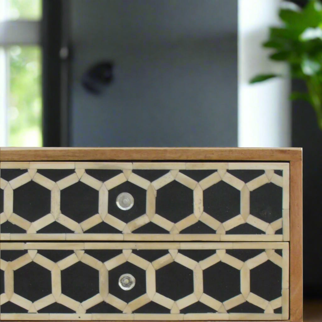 Honeycomb Bone Inlay 2 Drawers