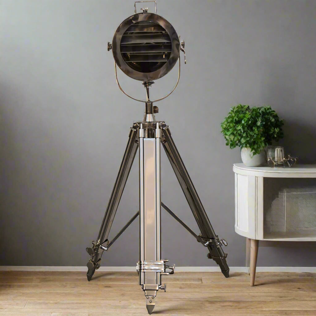 Chrome Tripod Spotlight Floor Lamp