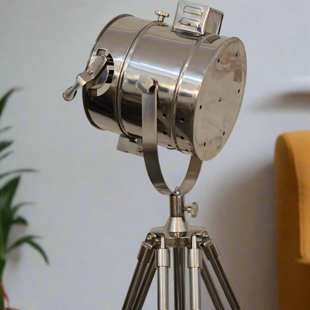Chrome Tripod Spotlight Floor Lamp