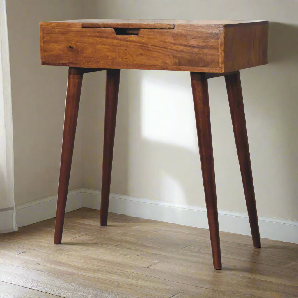 Cut-Out Natural Mini Dressing Table: Chestnut Finish