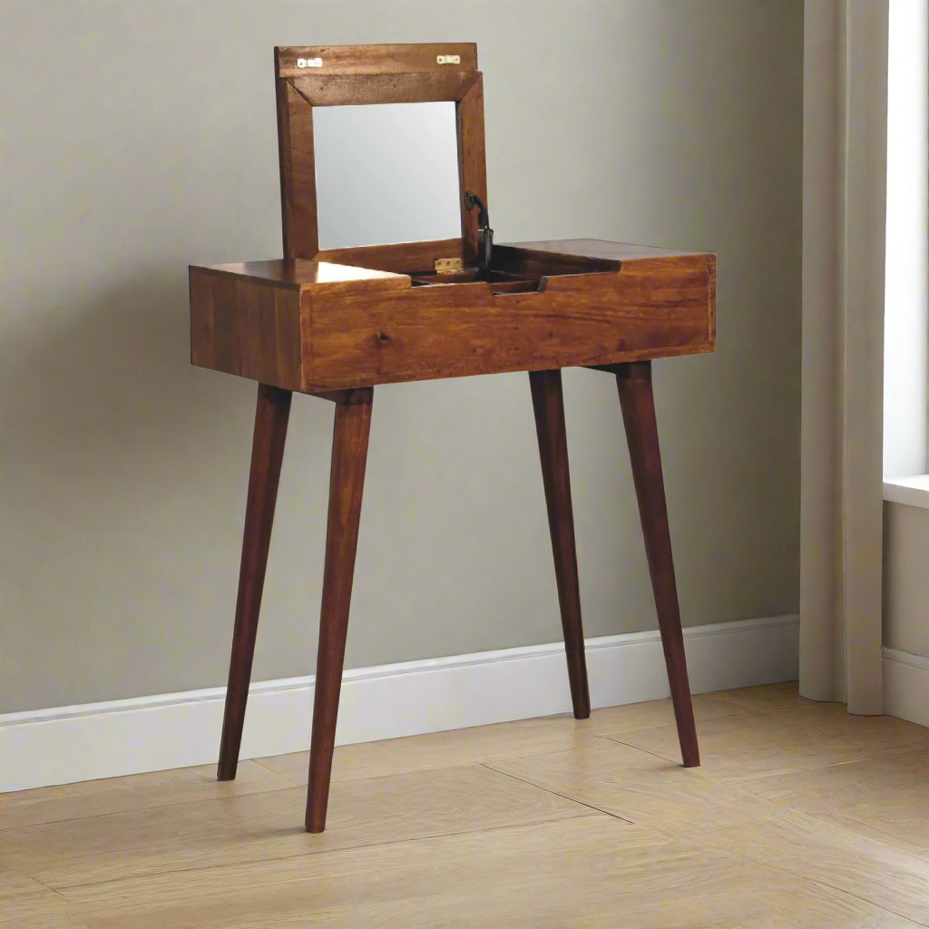 Cut-Out Natural Mini Dressing Table: Chestnut Finish