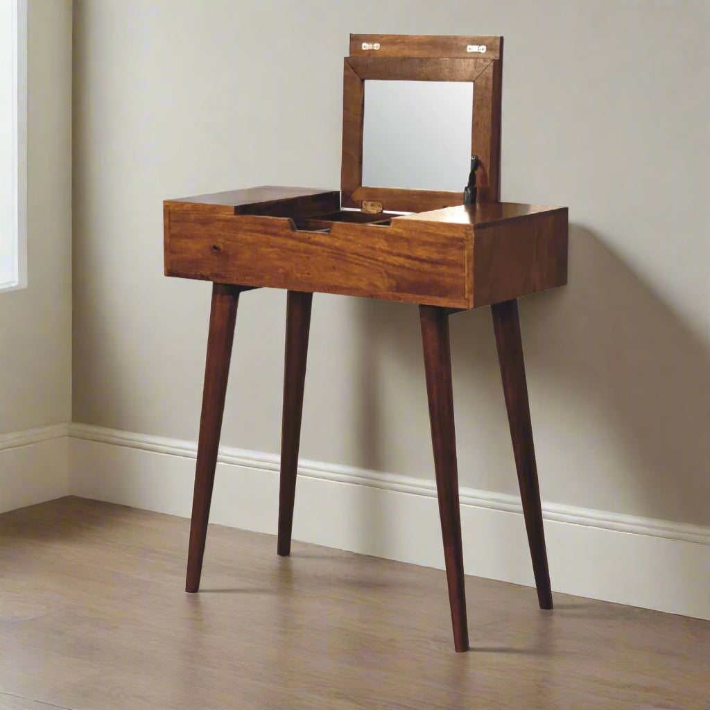 Cut-Out Natural Mini Dressing Table: Chestnut Finish