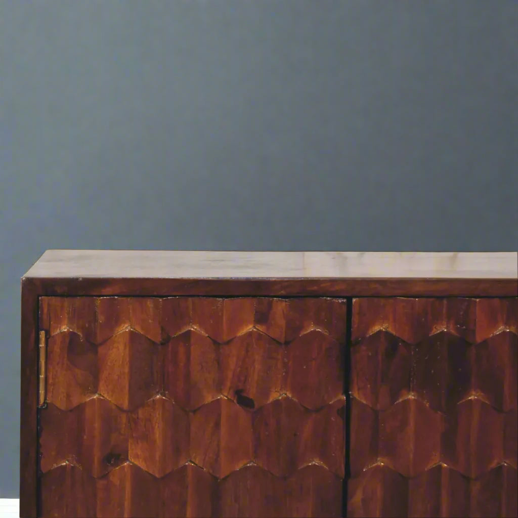 Chestnut Pineapple Carved Cabinet