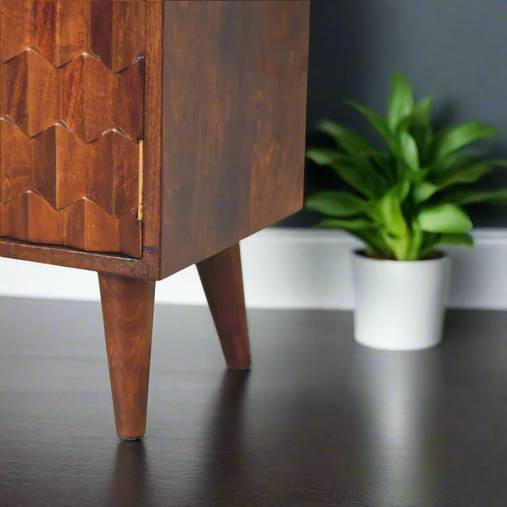 Chestnut Pineapple Carved Cabinet