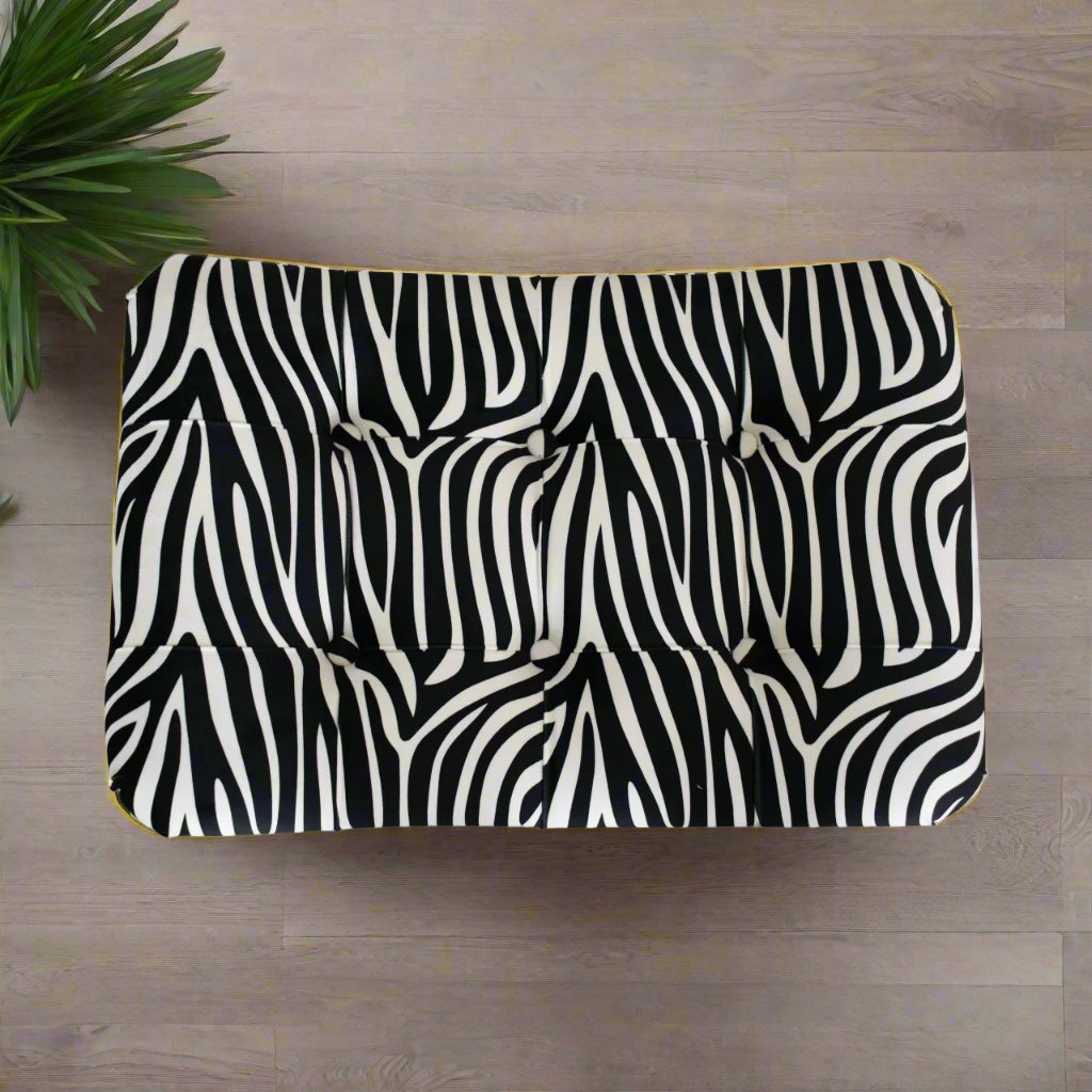Zebra Print Curved Bench Stool