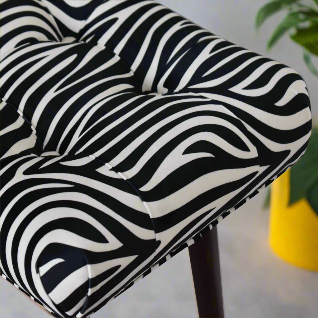 Zebra Print Curved Bench Stool