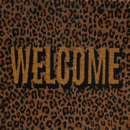 Leopard Print Welcome Coir Doormat 40x60cm