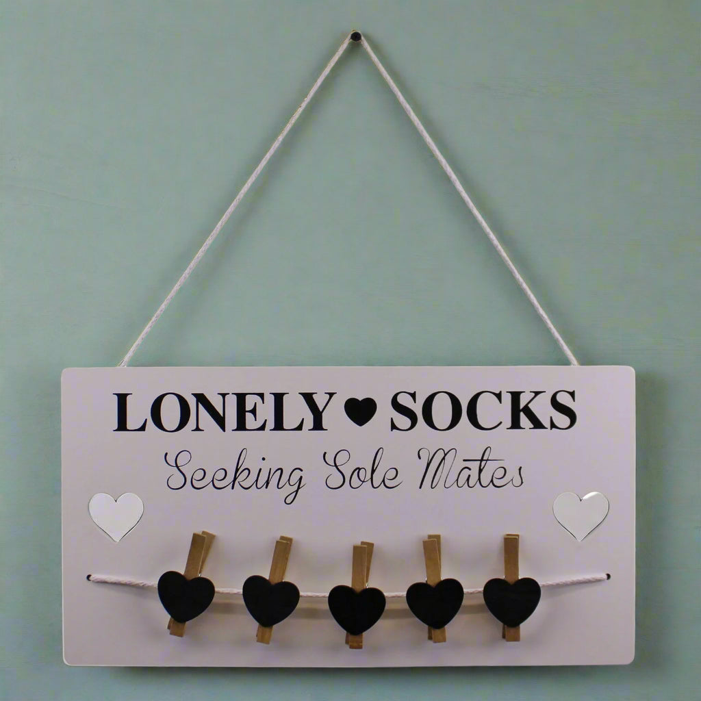 Hanging Lonely Sock Plaque & Pegs
