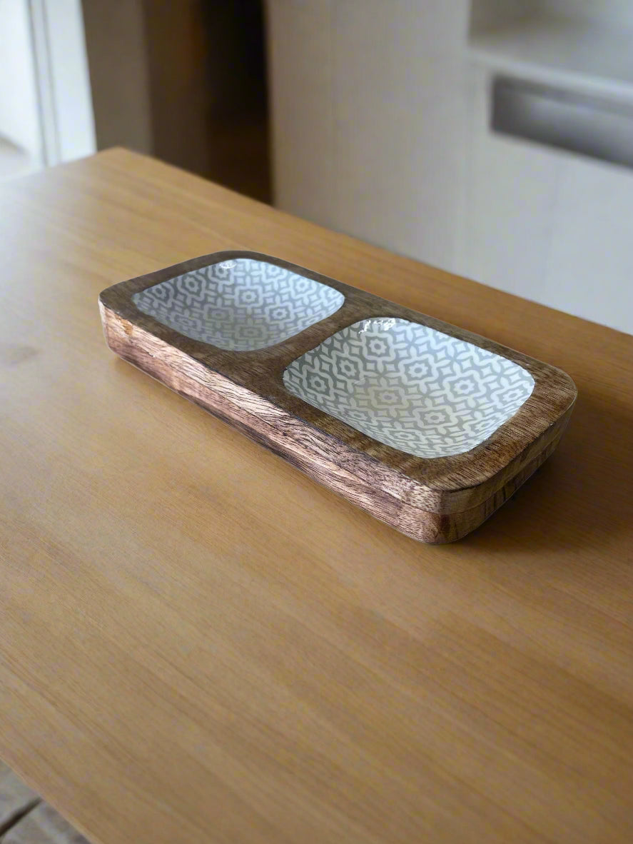 Wood Enamel Snack Bowls