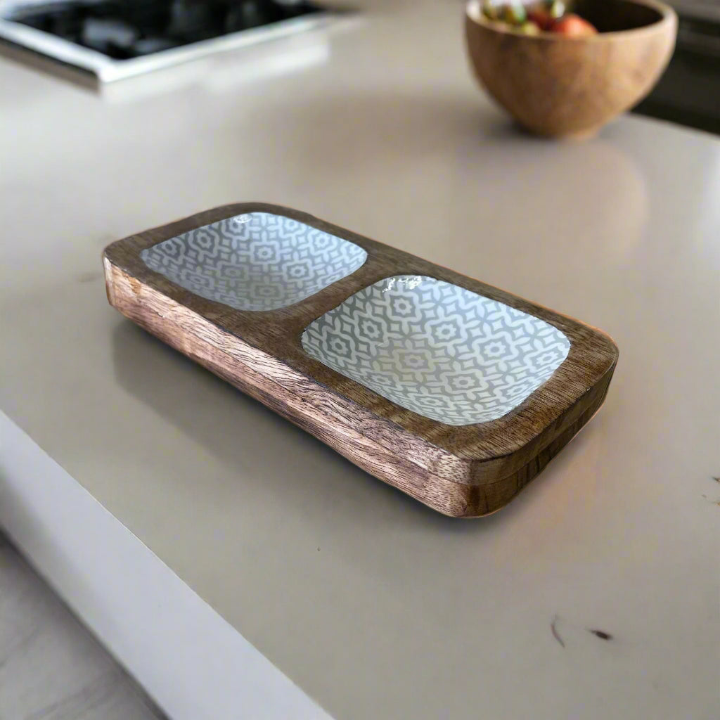Wood Enamel Snack Bowls