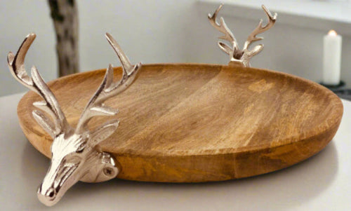 Wooden Stag Tray 33.5cm
