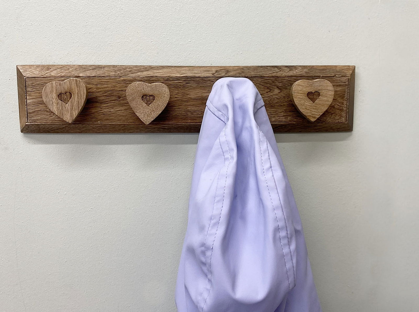 Mango Wood 4 Heart Hooks