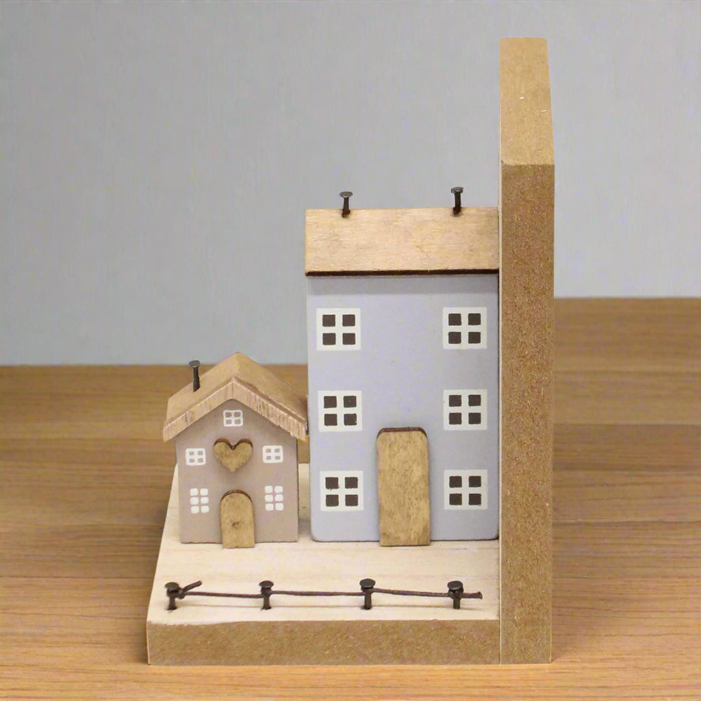 Pair of Bookends, Wooden Houses Design