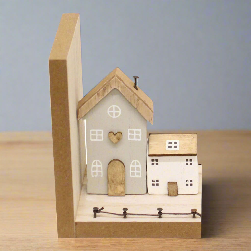 Pair of Bookends, Wooden Houses Design