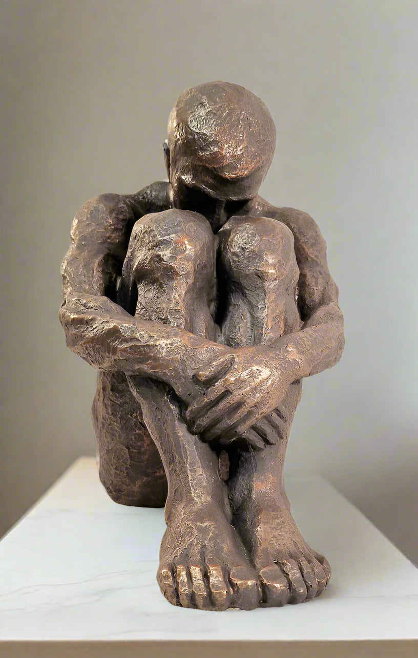 Sitting Man Bronze Style Statue 44.5cm