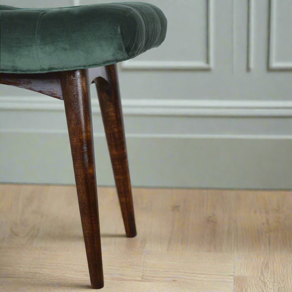 Detail of Nordic wooden leg with walnut stain