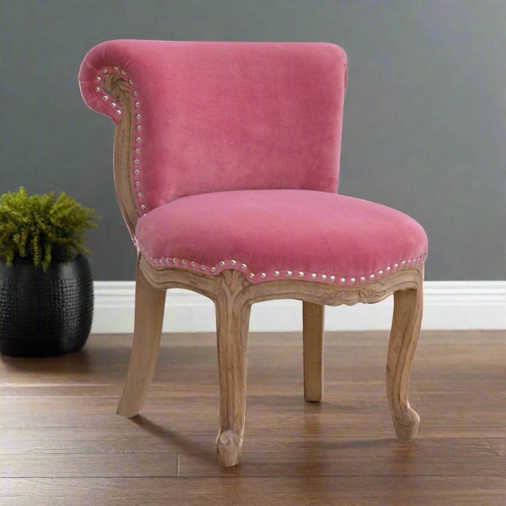 Pink Velvet Studded Chair
