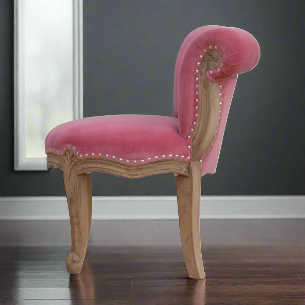 Pink Velvet Studded Chair