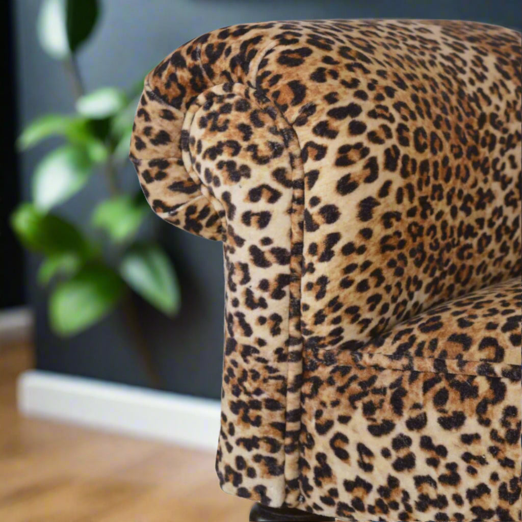 Leopard Print Velvet Bench